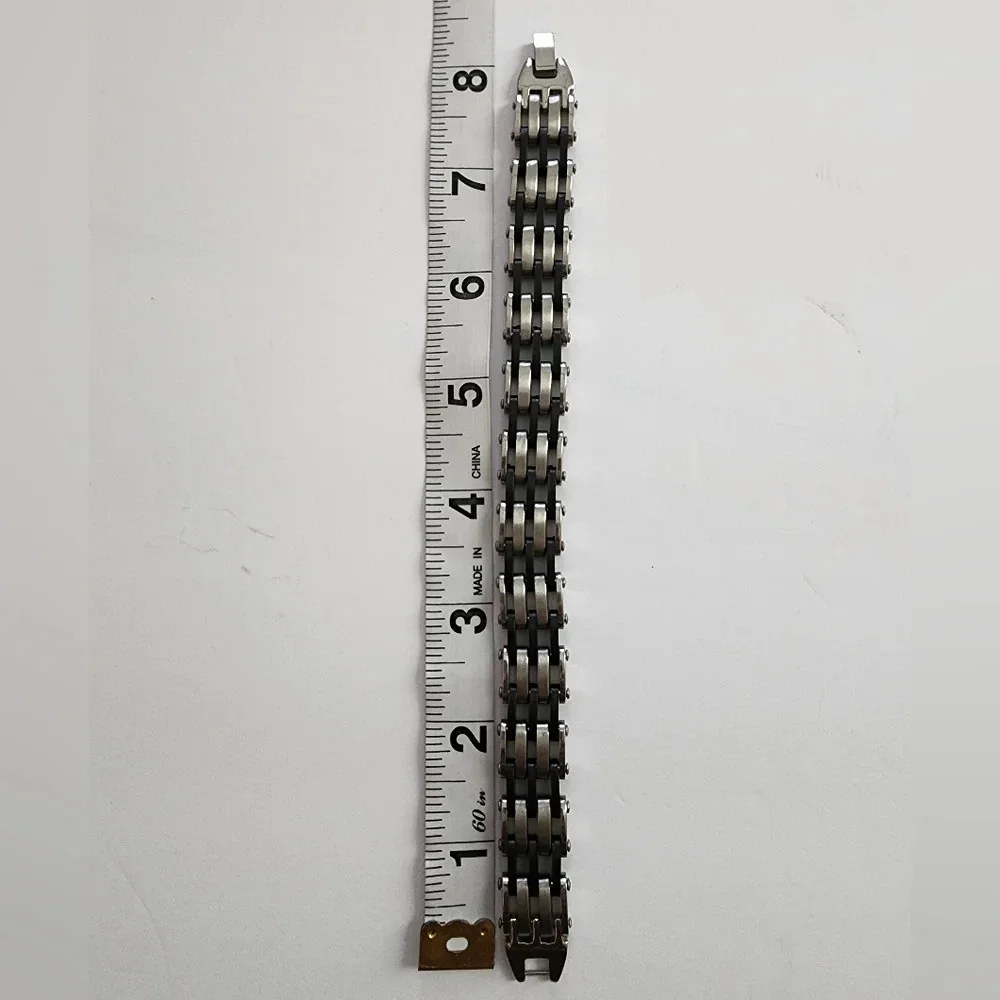 Silver& Black Metal Biker Bracelet